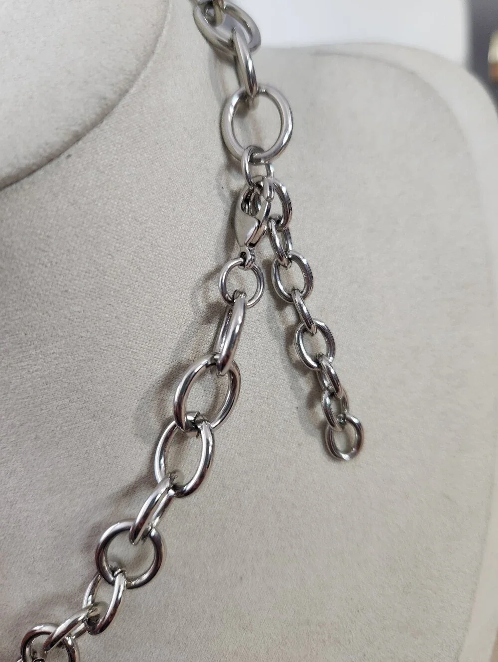 Two Tone Chunky Iced Clasp Necklace